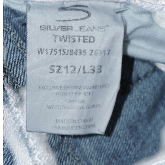 Silver Jeans Co. Twisted Bootcut Distressed Denim Jeans Women’s Size 12 / L33 - Picture 5 of 8